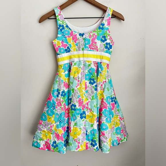 Lilly Pulitzer Colorful Floral Serena Spring Fling A-Line Dress Girls 12 - Picture 2 of 6
